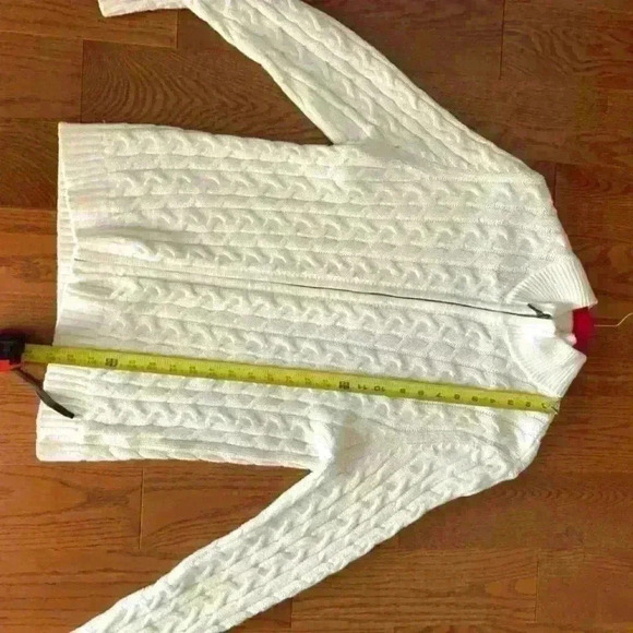 Craft & Barrow Knit Jacket Ivory Double Zip Women Sz  Petite XL - Picture 3 of 6